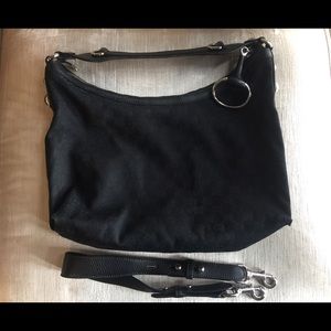 Authentic Gucci signature GG canvas Horsebit Hobo